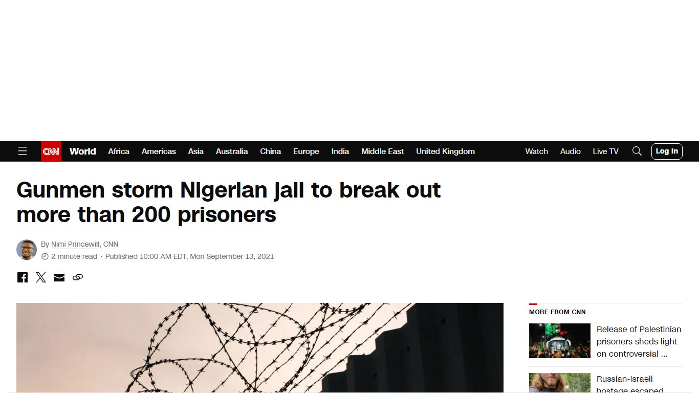 Gunmen storm Nigerian jail to break out more than 200 prisoners